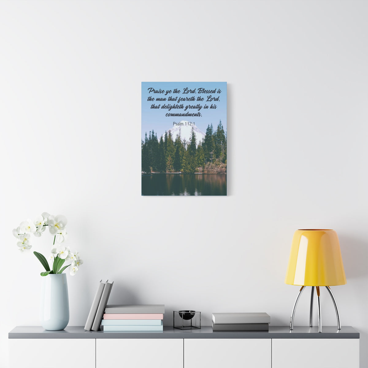 Scripture Canvas Praise Ye The Lord Psalm 112:1 Christian Wall Art Bible Verse Print Ready to Hang
