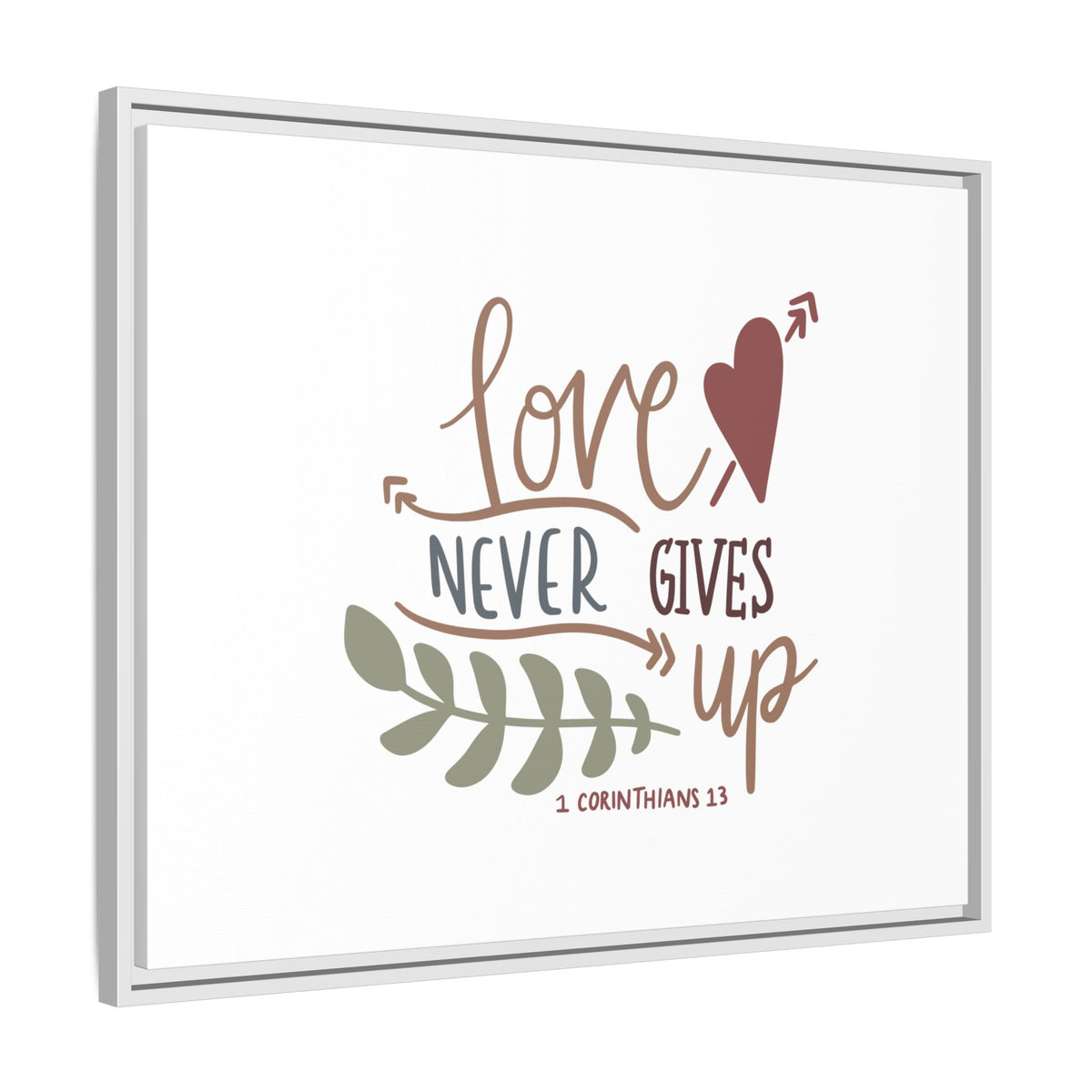 Scripture Canvas Love Never Gives Up 1 Corinthians 13 Christian Wall Art Bible Verse Print Ready to Hang