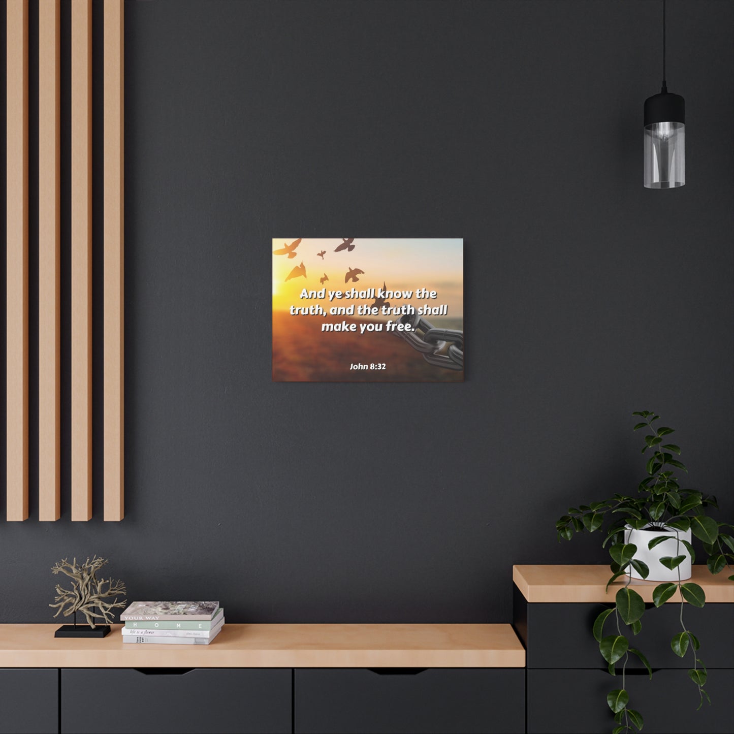 Scripture Canvas The Truth John 8:32 Christian Wall Art Bible Verse Print Ready to Hang