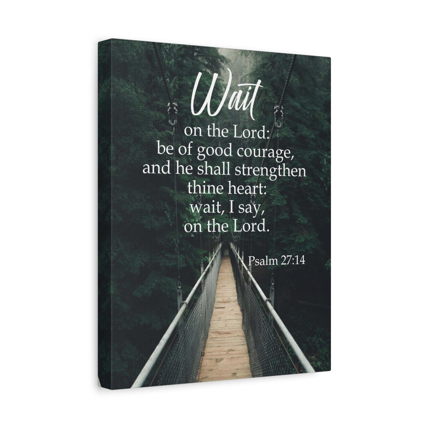 Bible Verse Canvas Wait on the Lord Psalm 27:14 Wall Art Christian Home Decor