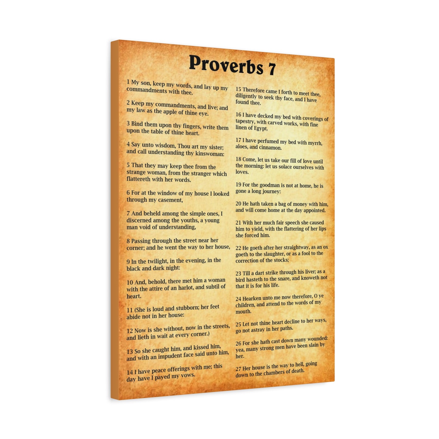 Scripture Walls Proverbs Chapter 7 Gold Bible Canvas Christian Wall Art Ready to Hang Unframed