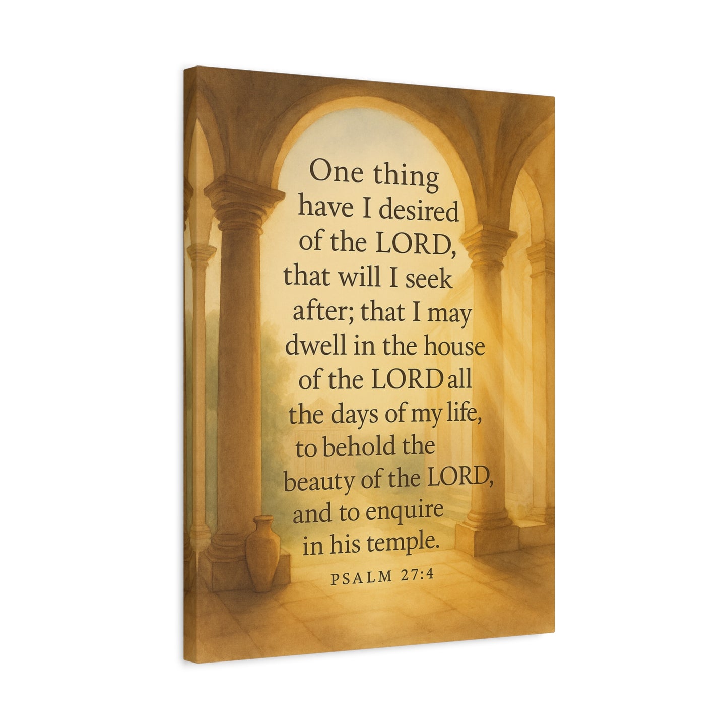 Bible Verse Canvas Psalm 27:4 Christian Home Décor Wall Art Scripture Ready to Hang Faith Print