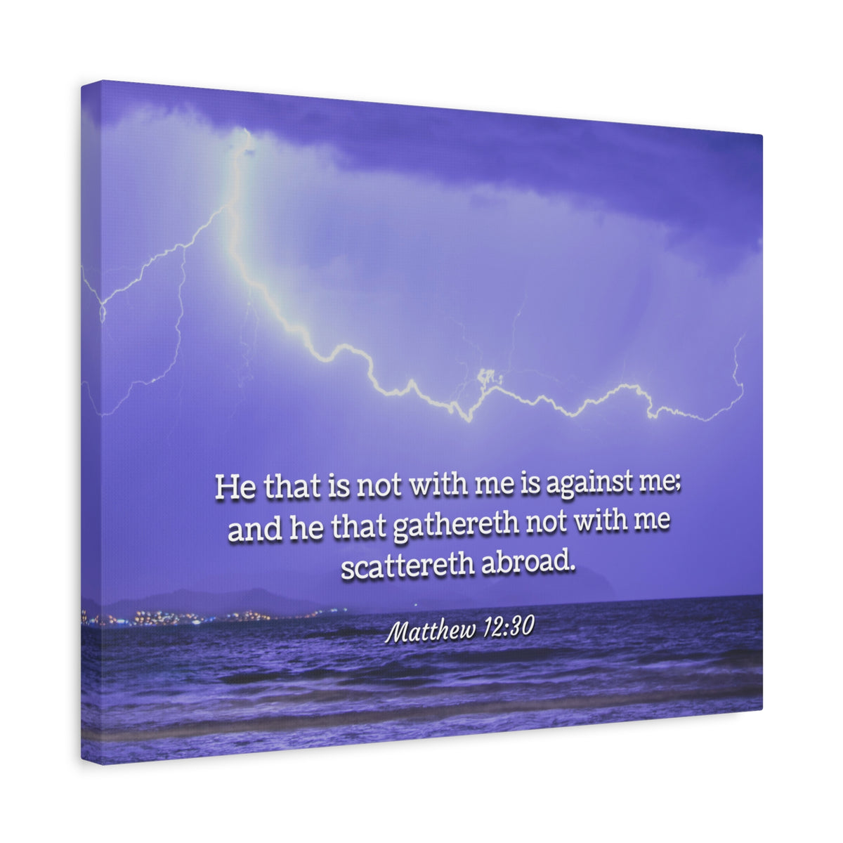 Scripture Canvas With Christ Matthew 12:30 Christian Wall Art Bible Verse Print Ready to Hang