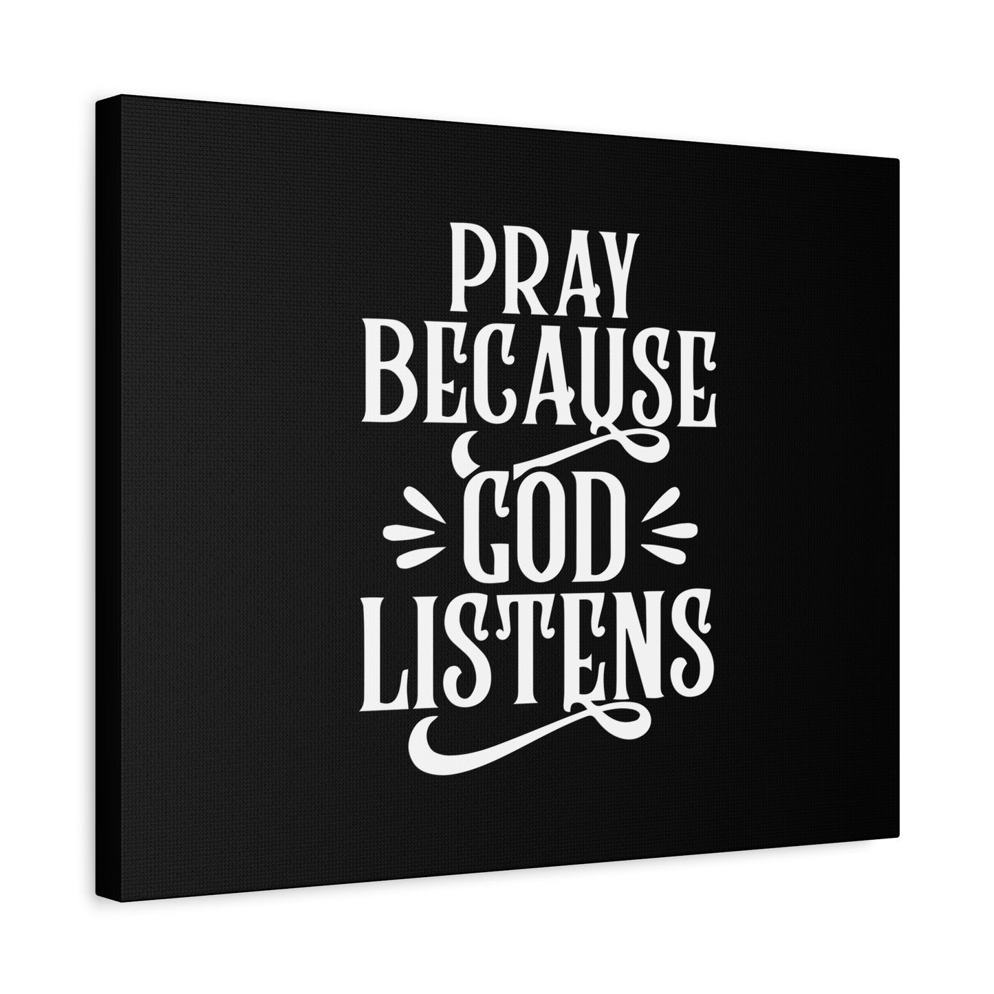 Scripture Canvas God Listens Psalm 34:17 Black Christian Wall Art Bible Verse Print Ready to Hang