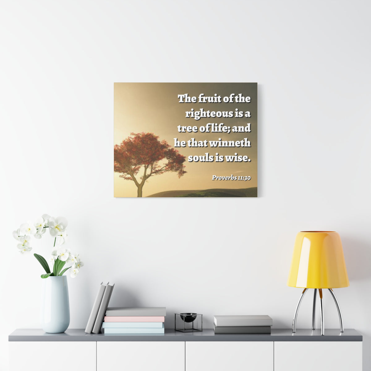 Scripture Canvas Tree Of Life Proverbs 11:30 Christian Wall Art Bible Verse Print Ready to Hang