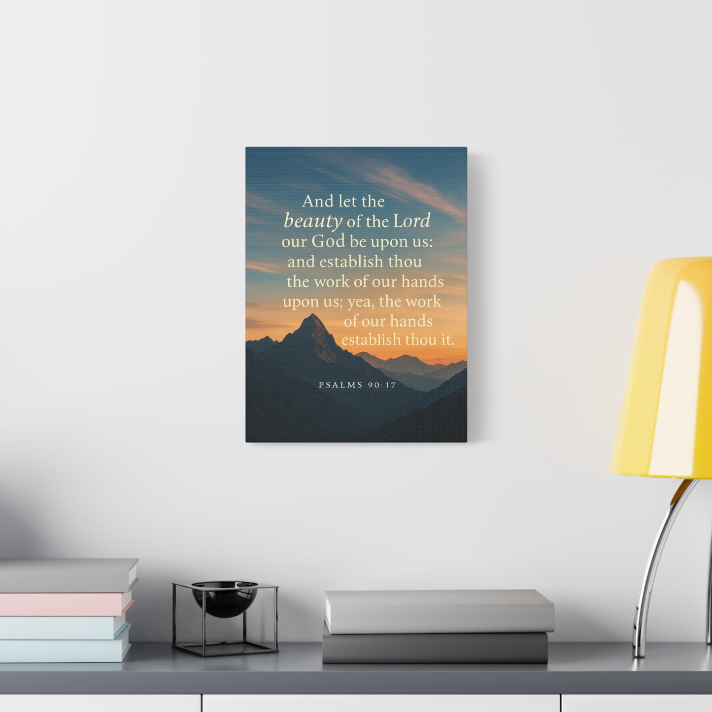 Bible Verse Canvas Psalms 90:17 Christian Home Décor Wall Art Scripture Ready to Hang Faith Print