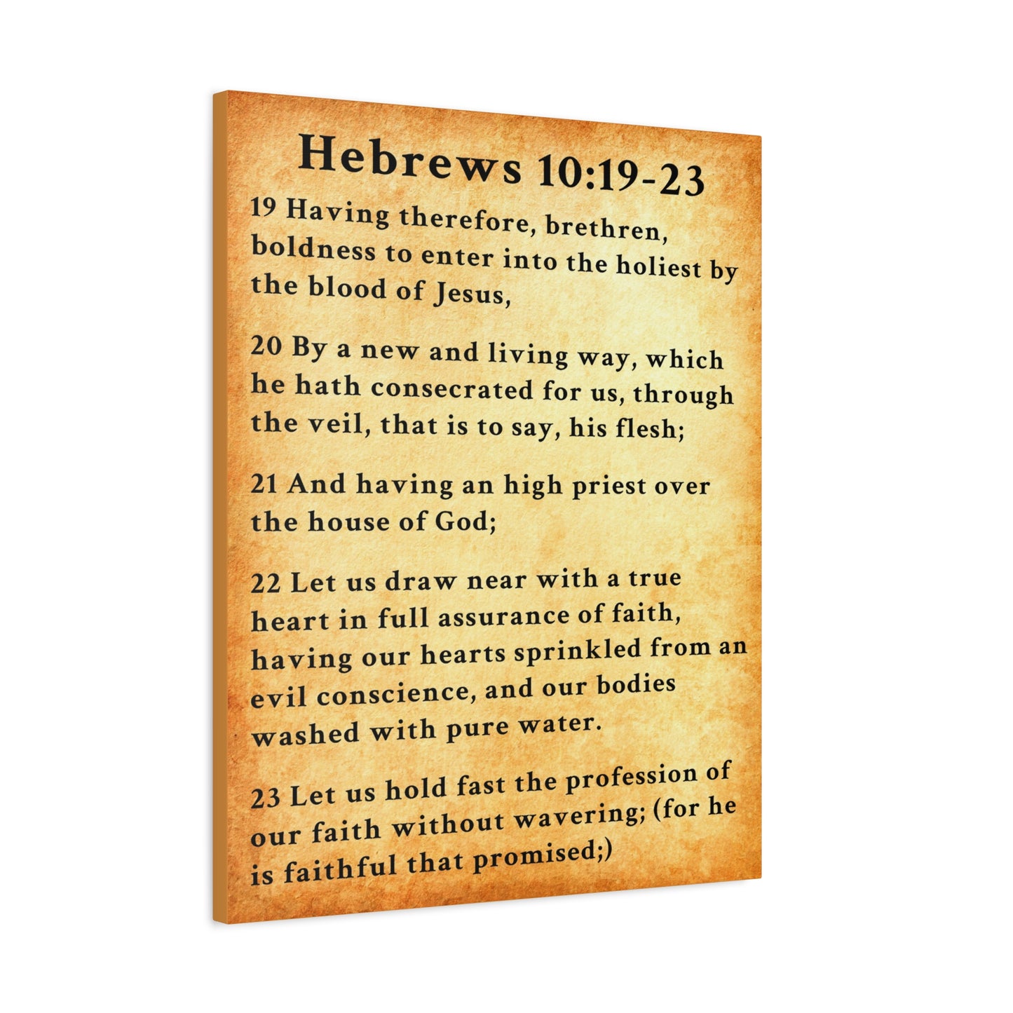 Scripture Walls Hebrews 10:19-23 KJV Bible Verse Canvas Christian Wall Art Ready to Hang Unframed