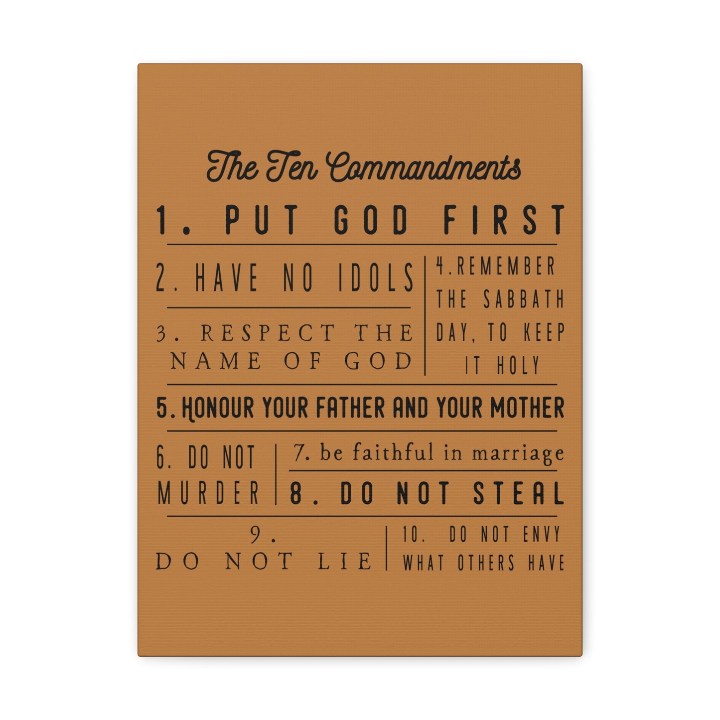 Ten Commandments Exodus 20:2Ã¢ÂÂ17 Christian Wall Art Print Ready to Hang