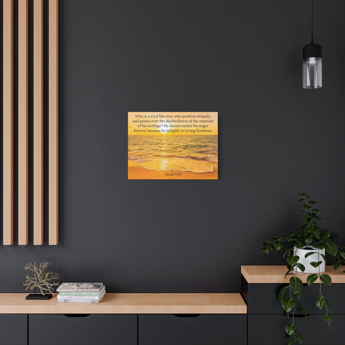 Scripture Canvas Loving Kindness Micah 7:18 Christian Wall Art Bible Verse Print Ready to Hang