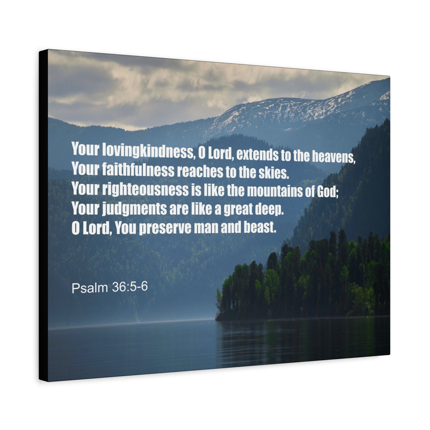 Scripture Canvas Your Lovingkindness Psalm 36:5-6 Christian Wall Art Bible Verse Print Ready to Hang