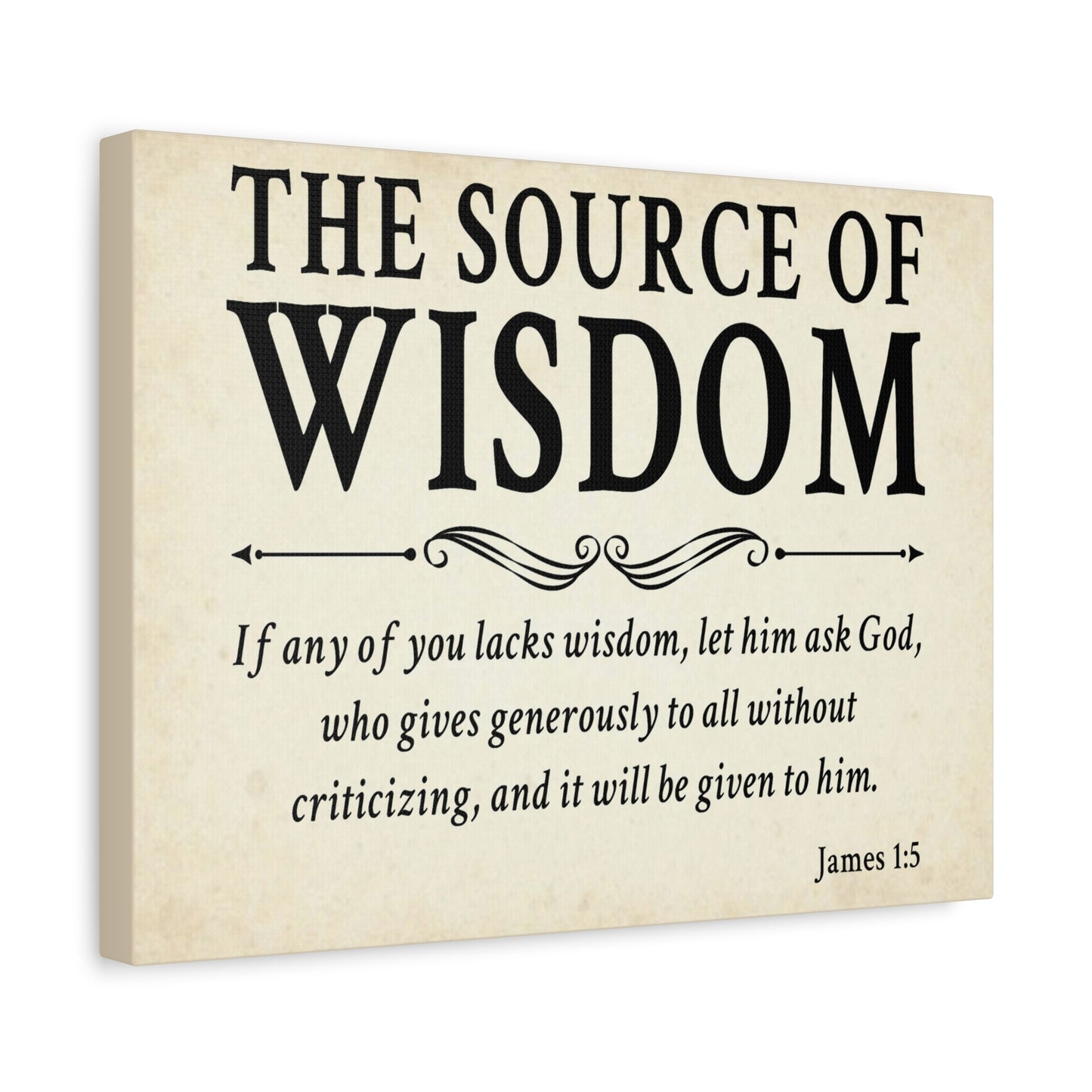 Scripture Walls James 1:5 The Source of Wisdom White Bible Verse Canvas Christian Wall Art Ready to Hang Unframed