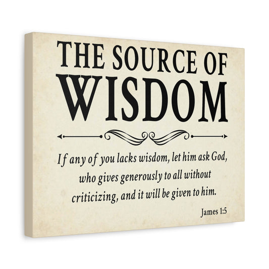 Scripture Walls James 1:5 The Source of Wisdom White Bible Verse Canvas Christian Wall Art Ready to Hang Unframed