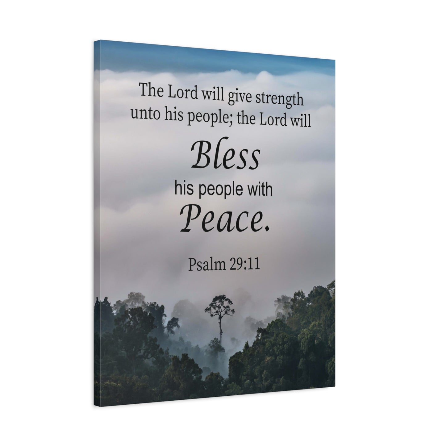 Scripture Canvas Bless Peace Psalm 29:11 Christian Wall Art Bible Verse Print Ready to Hang
