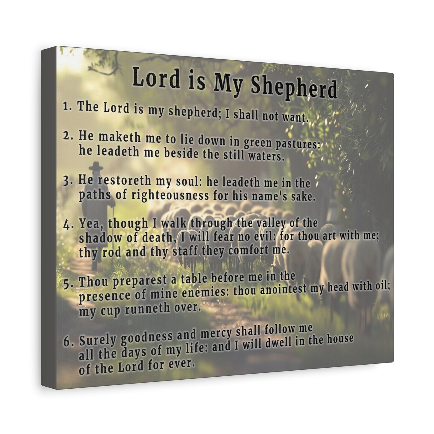 Scripture Walls Lord is My Shepherd Psalm 23 Green Bible Verse Canvas Christian Wall Art Ready to Hang Unframed