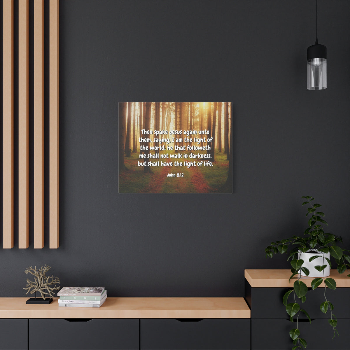 Scripture Canvas Light Of Life John 8:12 Christian Wall Art Bible Verse Print Ready to Hang