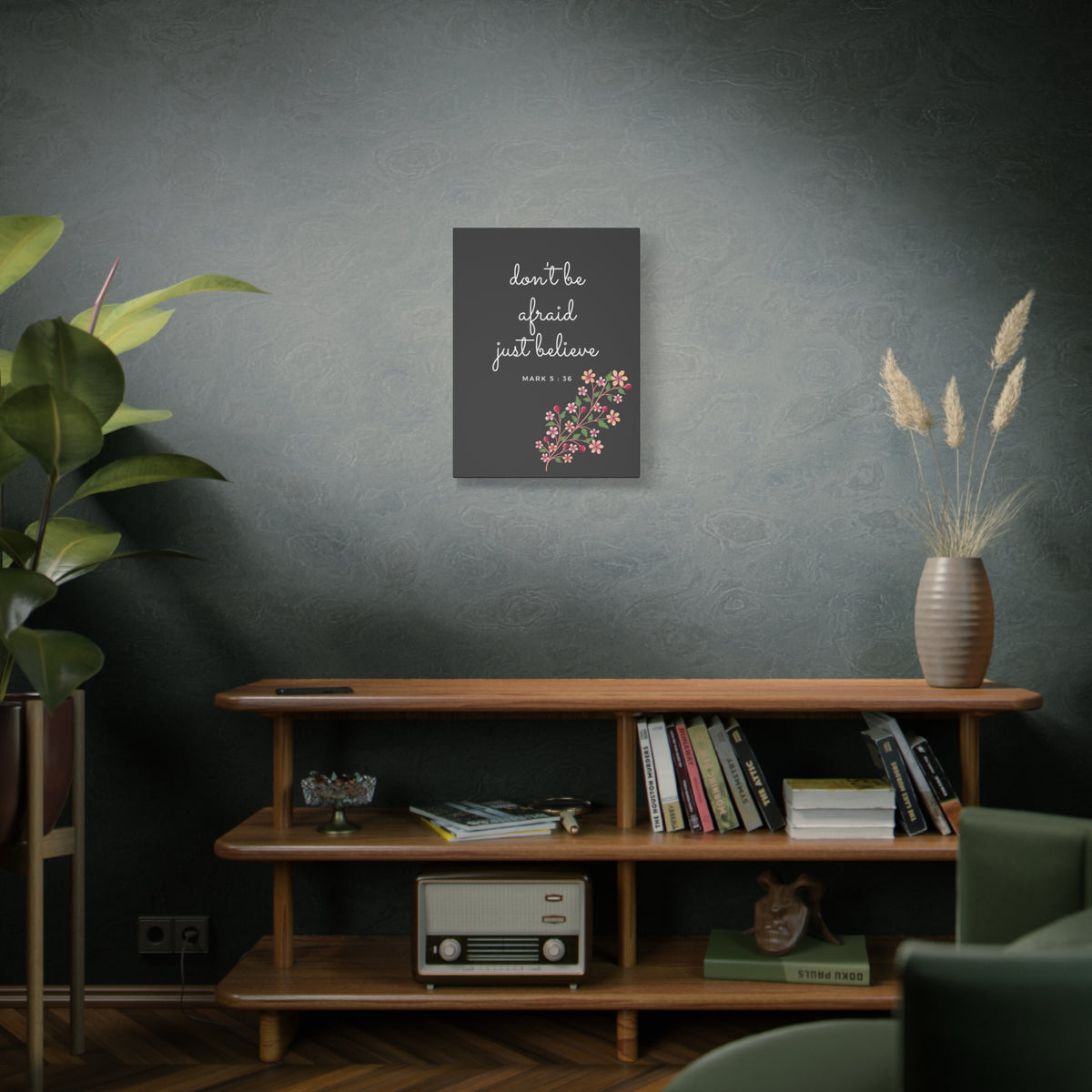 Scripture Canvas Just Believe Mark 5:36 Christian Wall Art Bible Verse Print Ready to Hang