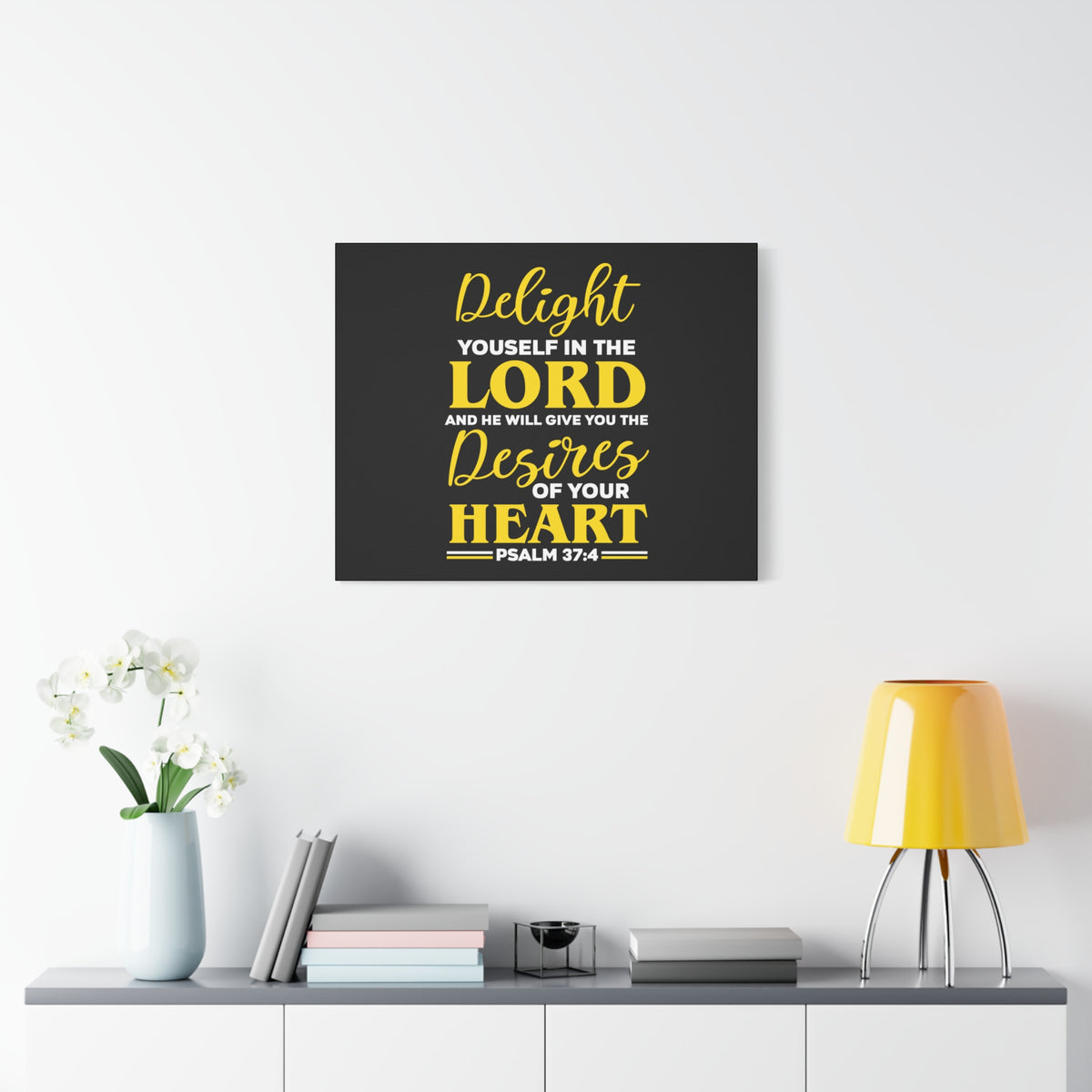 Scripture Canvas Desires Of Your Heart Psalm 37:4 Christian Wall Art Bible Verse Print Ready to Hang