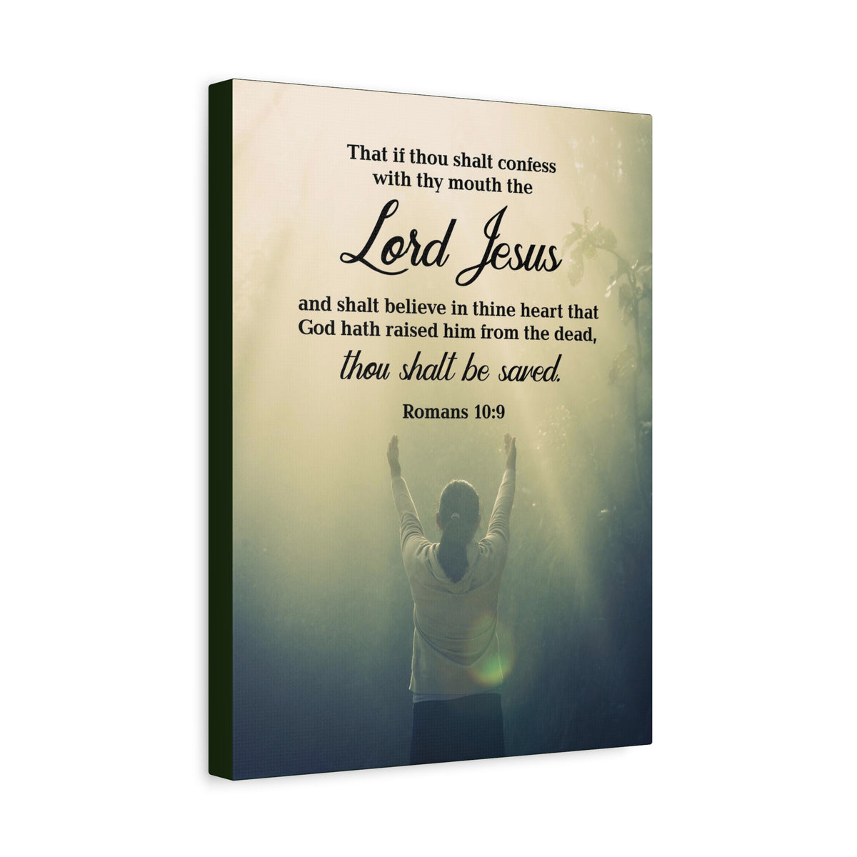 Scripture Canvas Confess With Your Mouth Romans 10:9 Christian Wall Art Bible Verse Print Ready to Hang