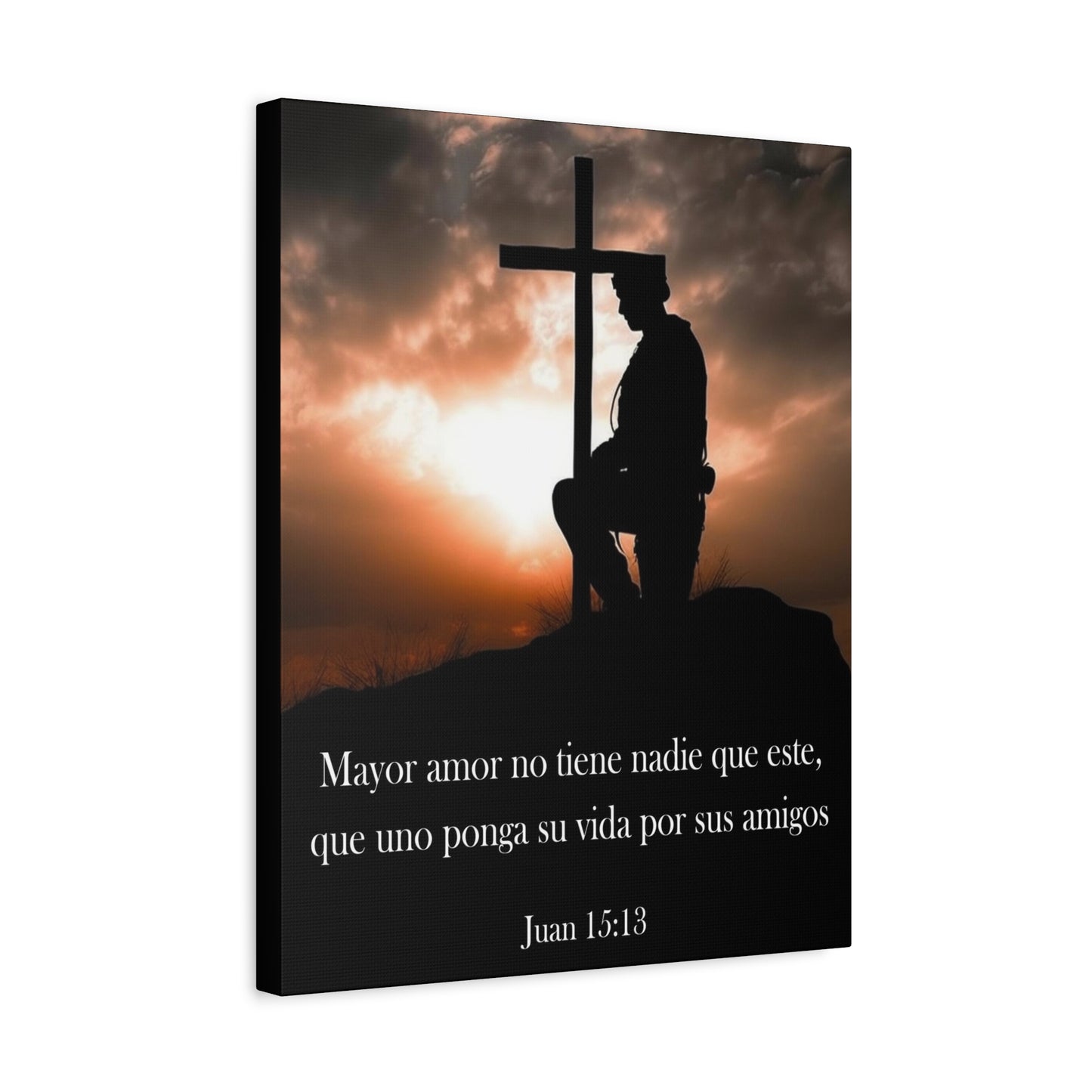 Scripture Walls John 15:13 Greater Love Soldier at Cross Christian Wall Art Print Ready to Hang Unframed