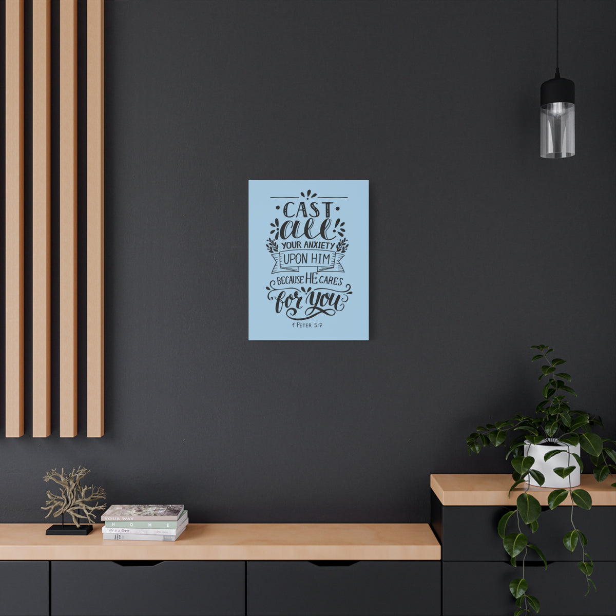 Scripture Canvas He Cares For You 1 Peter 5:7 Christian Wall Art Bible Verse Print Ready to Hang