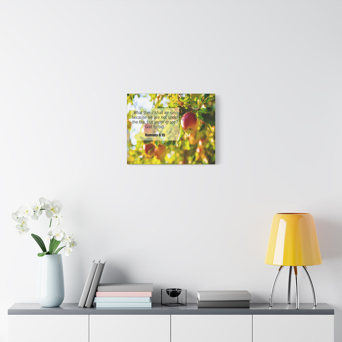 Scripture Canvas God Forbid Romans 6:15 Christian Wall Art Bible Verse Print Ready to Hang