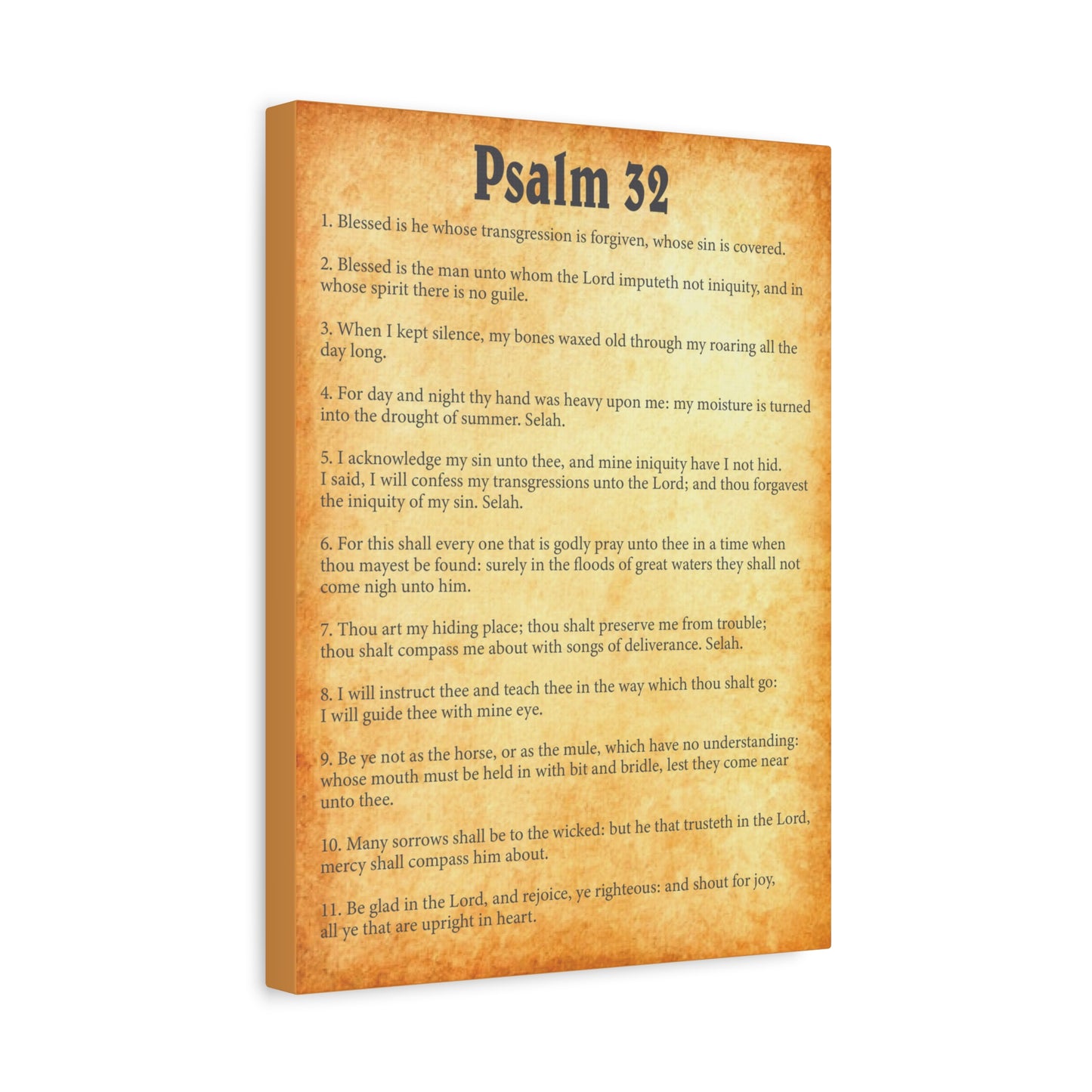Scripture Walls Psalm 32 Gold Bible Chapter Canvas Christian Wall Art Ready to Hang