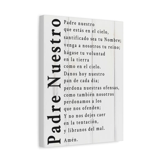 Scripture Walls Padre Nuestro Lord's Prayer Spanish White Canvas Christian Wall Art Ready to Hang UnframedCanvas Gallery Wraps