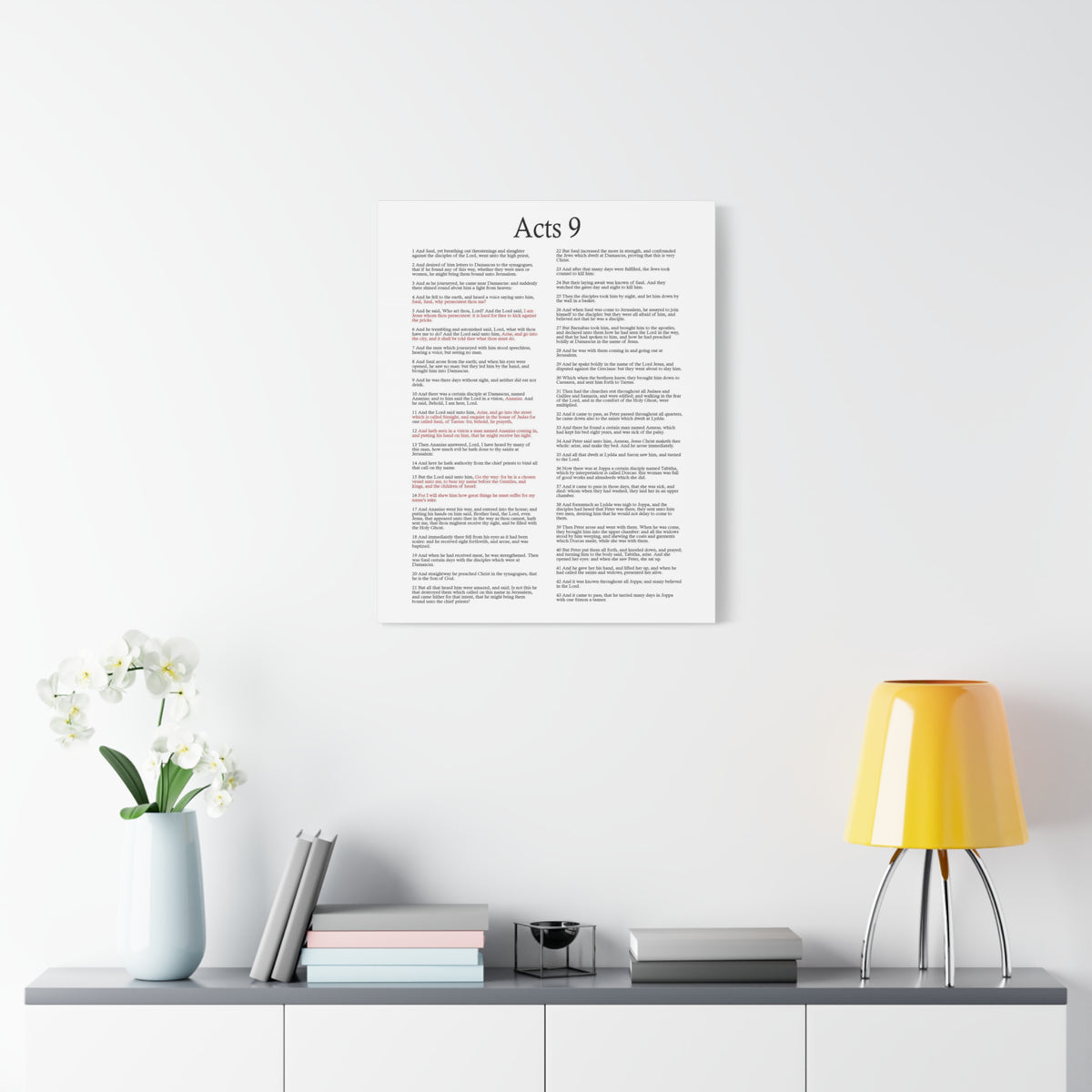 Scripture Walls Acts 9 Conversion of Saul Christ Words in Red Bible Verse Canvas Christian Wall Art Ready to Hang Unframed
