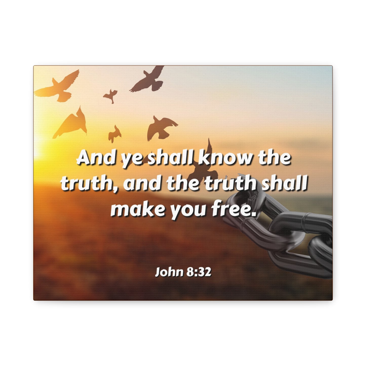 Scripture Canvas The Truth John 8:32 Christian Wall Art Bible Verse Print Ready to Hang