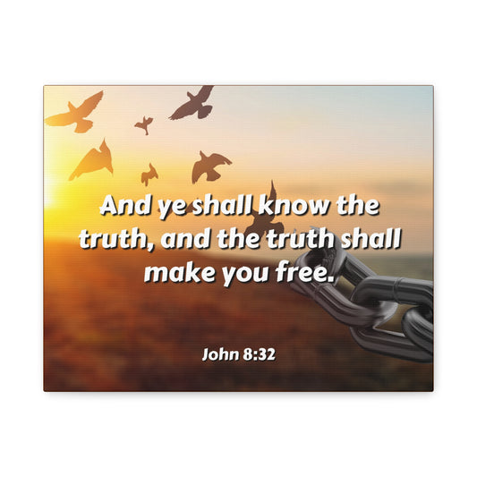 Scripture Canvas The Truth John 8:32 Christian Wall Art Bible Verse Print Ready to Hang