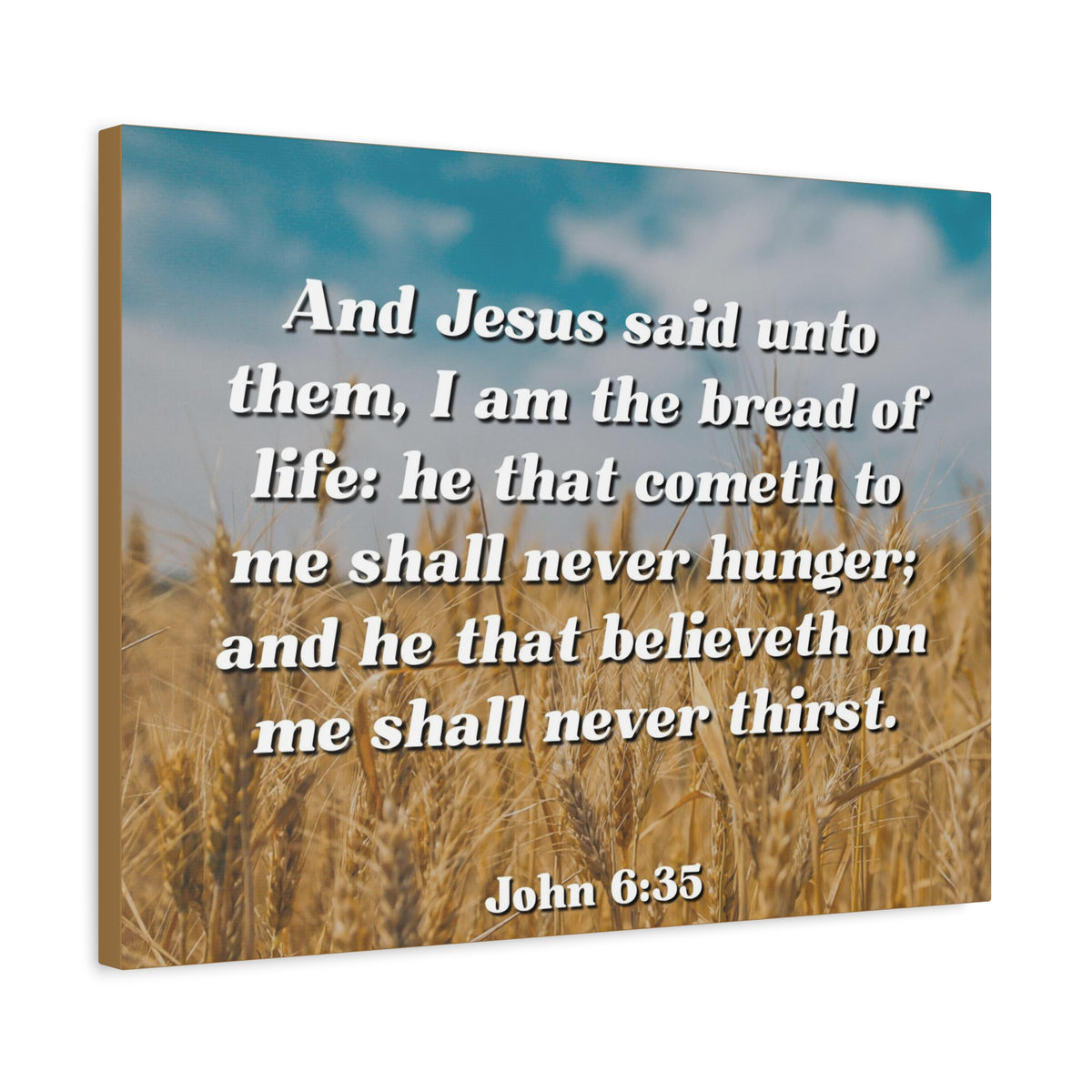 Scripture Canvas Bread Of Life John 6:35 Christian Wall Art Bible Verse Print Ready to Hang