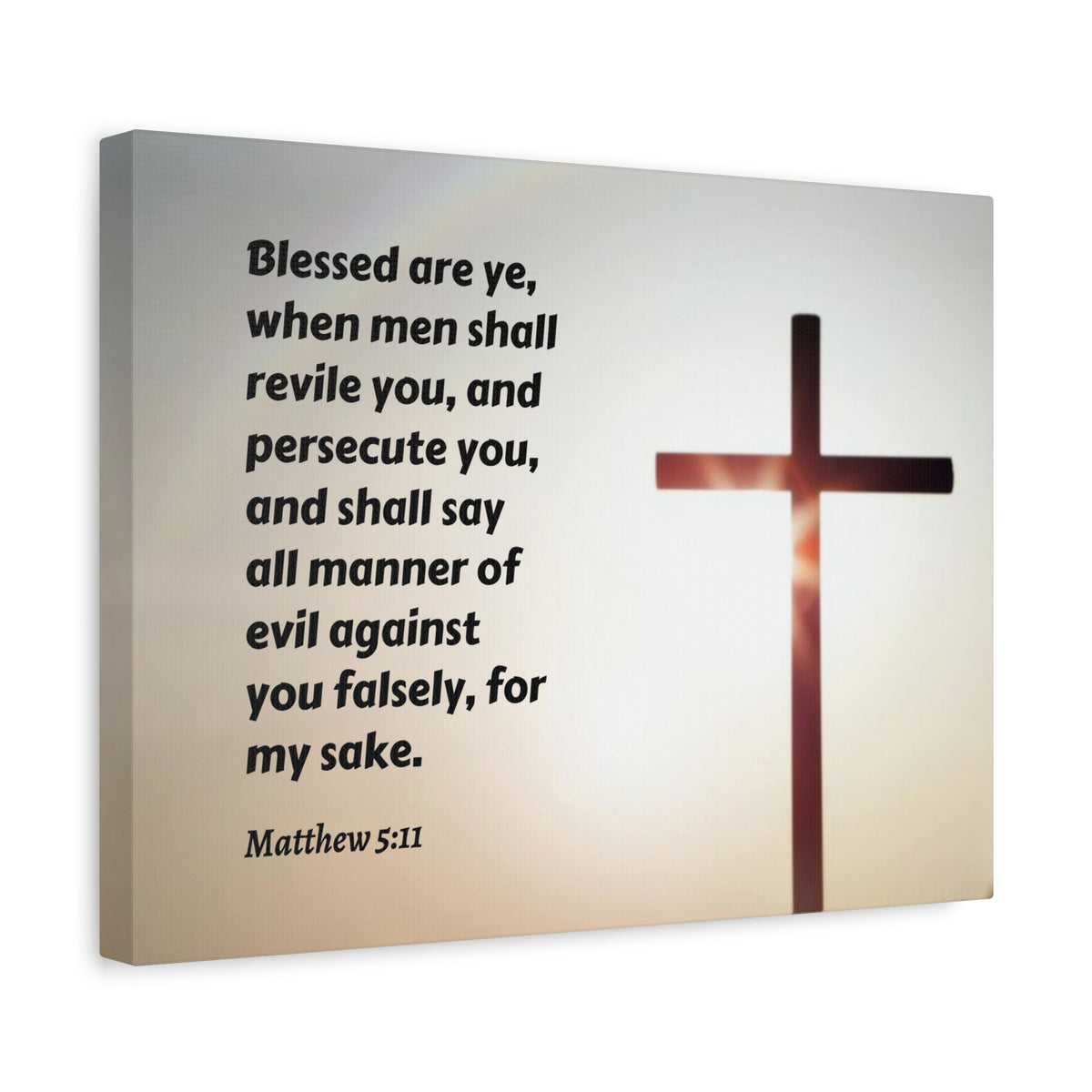 Scripture Canvas All Manner Matthew 5:11 Christian Wall Art Bible Verse Print Ready to Hang