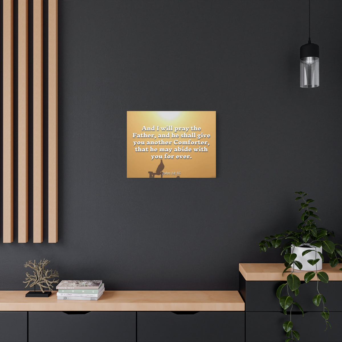 Scripture Canvas Pray The Father John 14:16 Christian Wall Art Bible Verse Print Ready to Hang