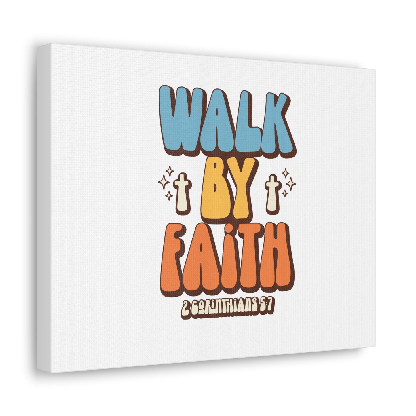 Walk By Faith White 2 Corinthians 5:7 Bible Verse Canvas Christian Wall Art Ready to Hang