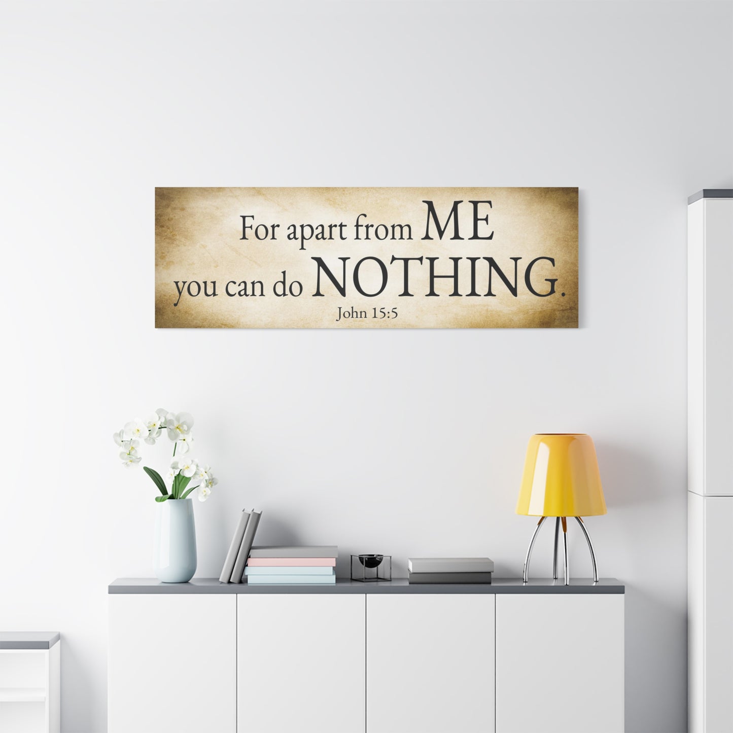 Scripture Walls John 15:5 For apart from me you can do nothing Gold Bible Verse Canvas Christian Wall Art Ready to Hang Unframed