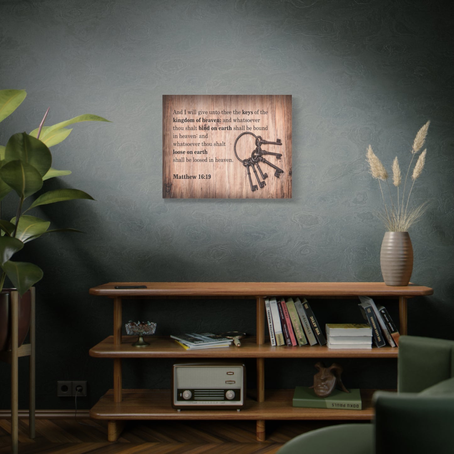 Scripture Canvas Bind on Earth Matthew 16:19 Christian Wall Art Bible Verse Print Ready to Hang