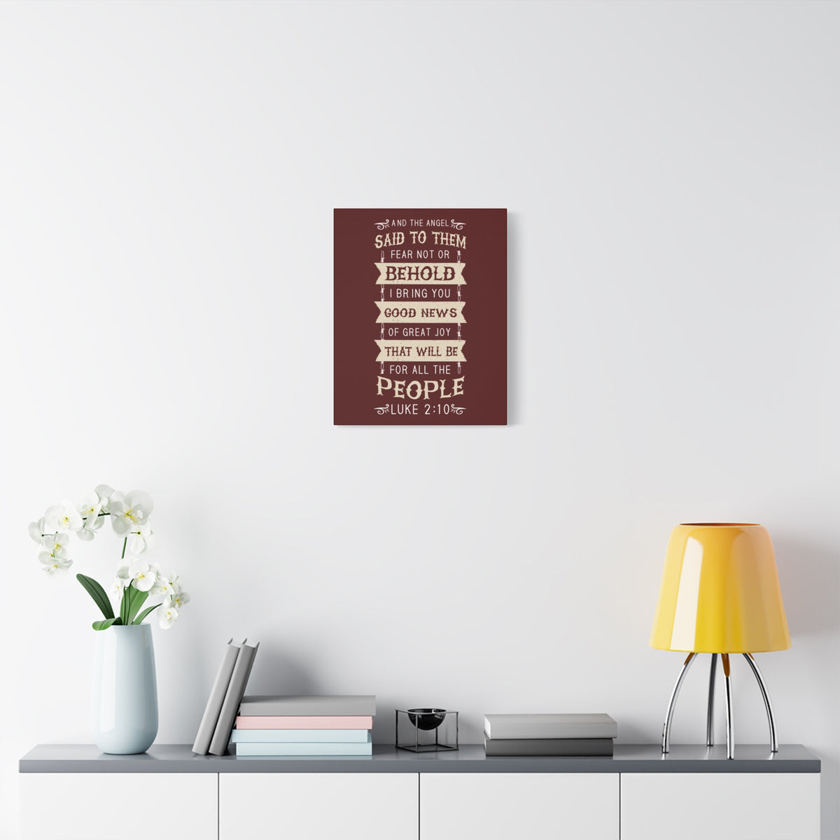 Scripture Canvas Great Joy Luke 2:10 Christian Wall Art Bible Verse Print Ready to Hang