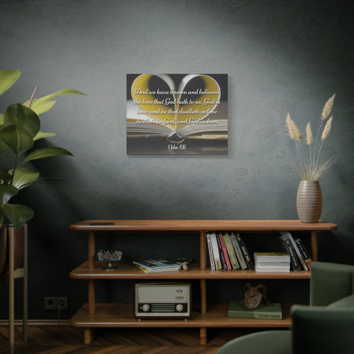 Scripture Canvas God Is Love 1 John 4:16 Christian Wall Art Bible Verse Print Ready to Hang
