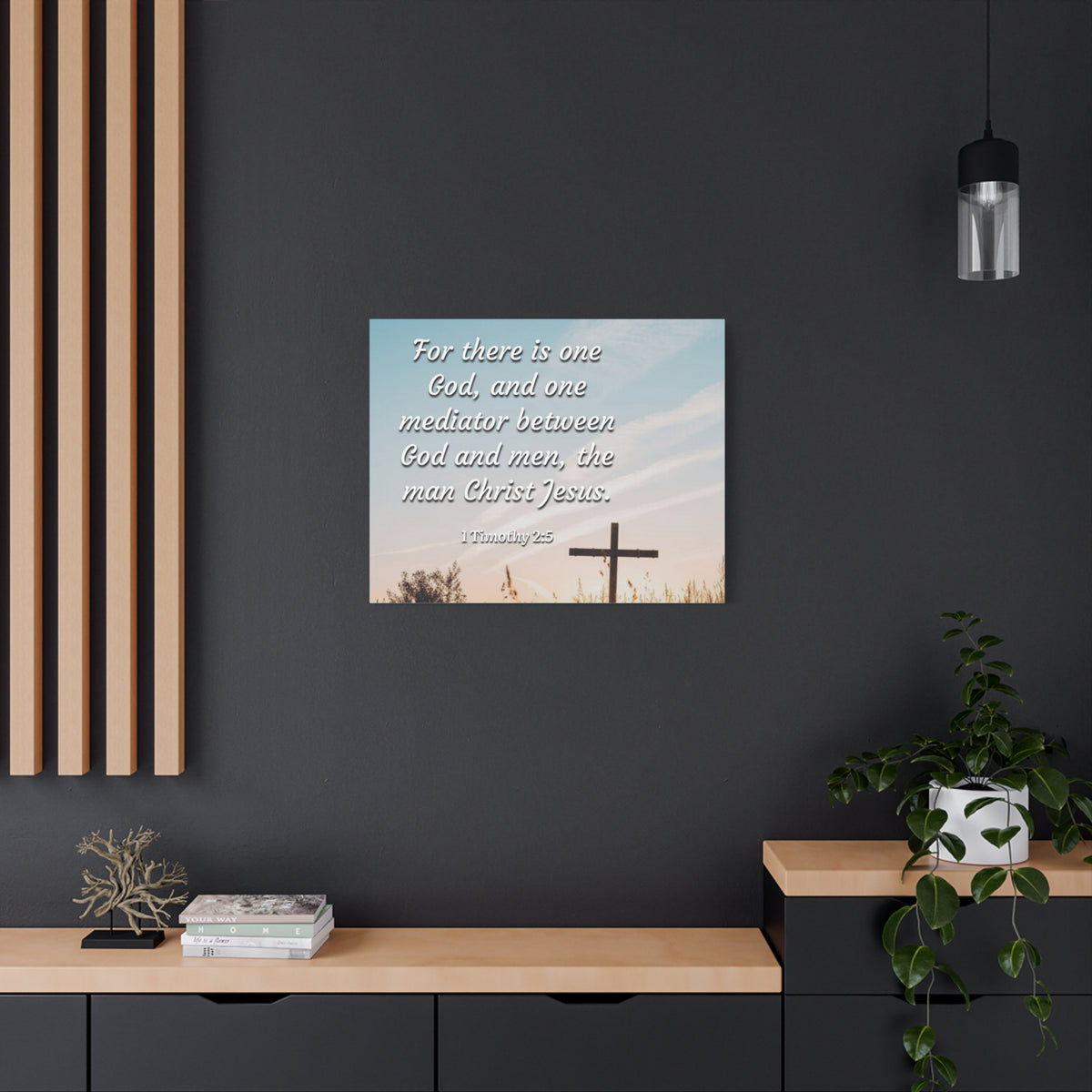Scripture Canvas God And Men 1 Timothy 2:5 Christian Wall Art Bible Verse Print Ready to Hang