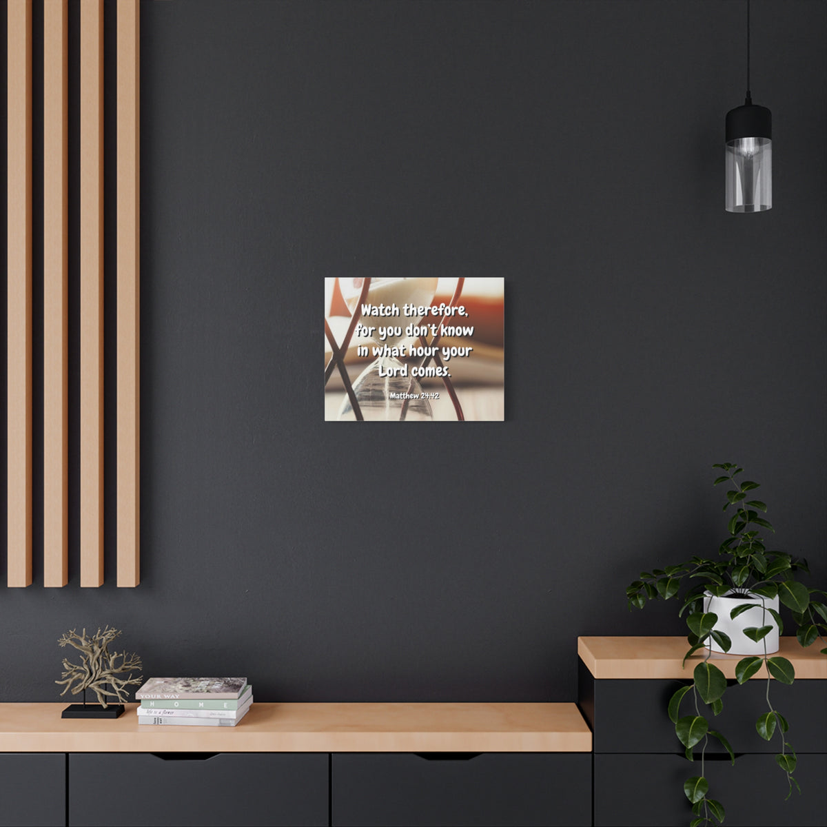 Scripture Canvas Hour Matthew 24:42 Christian Wall Art Bible Verse Print Ready to Hang