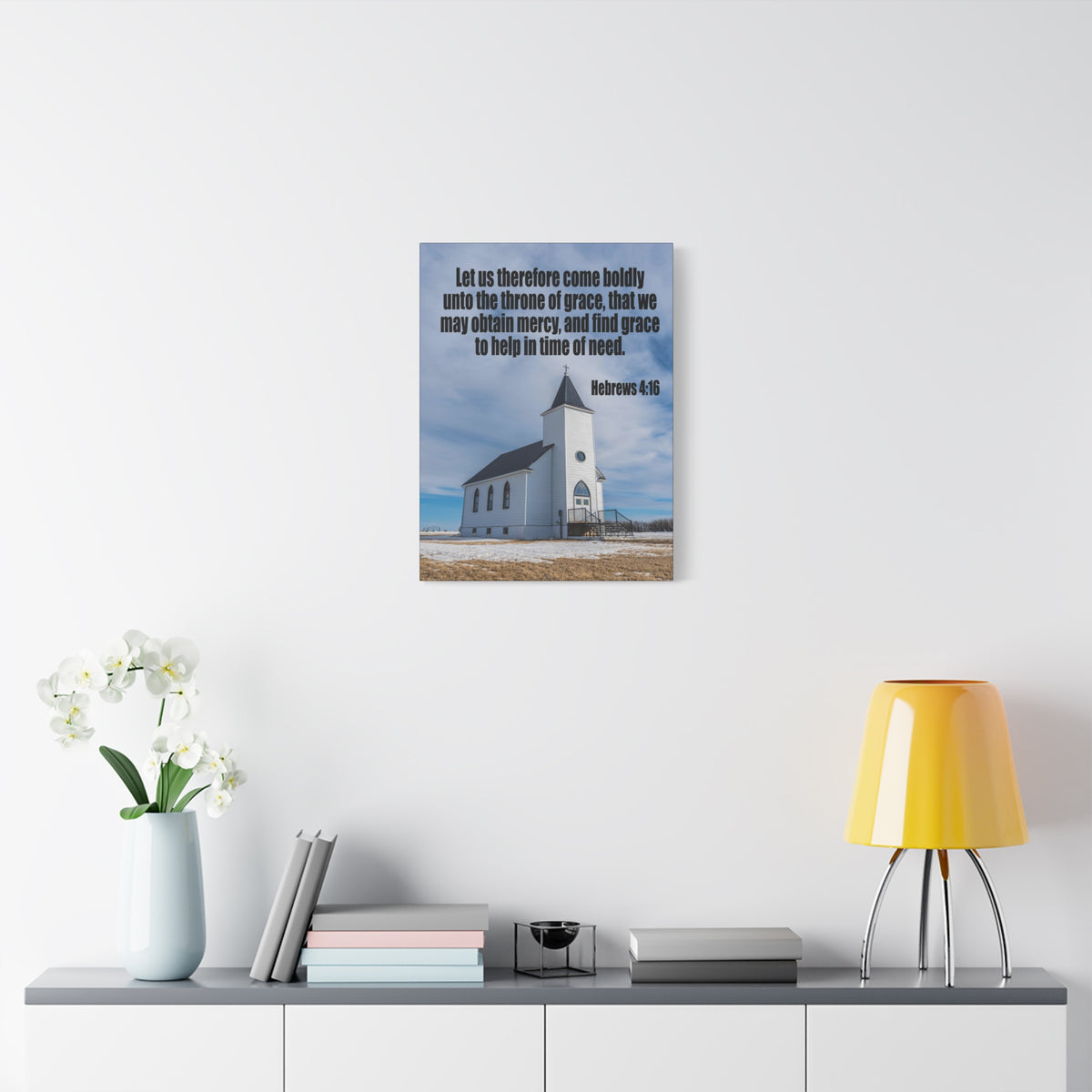 Scripture Canvas Throne of Grace Hebrews 4:16 Christian Wall Art Bible Verse Print Ready to Hang