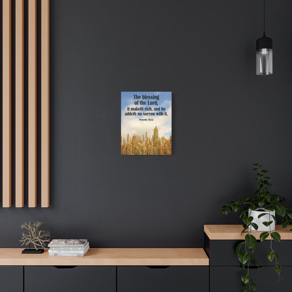 Scripture Canvas The Blessing of The Lord Proverbs 10:22 Christian Wall Art Bible Verse Print Ready to Hang
