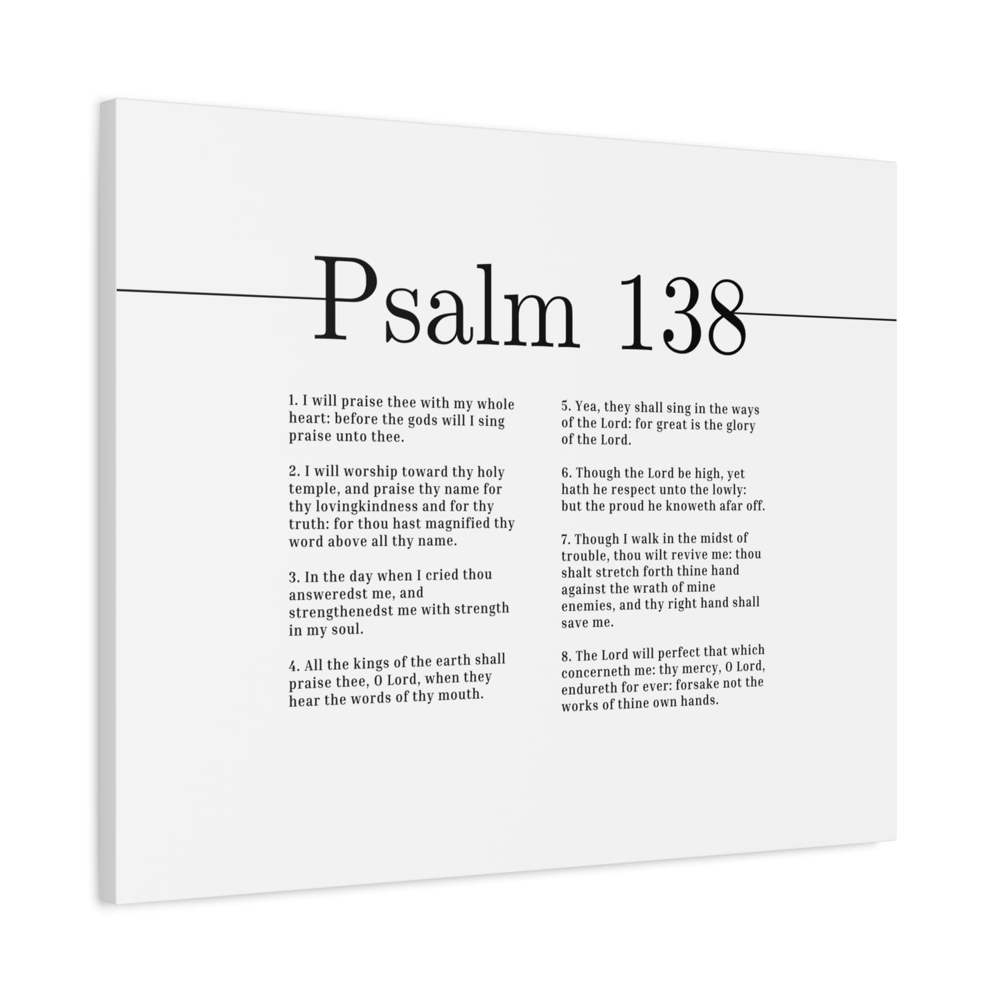 Scripture Canvas Praise Thee With My Whole Heart Psalm 138 Christian Wall Art Bible Verse Print Ready to Hang