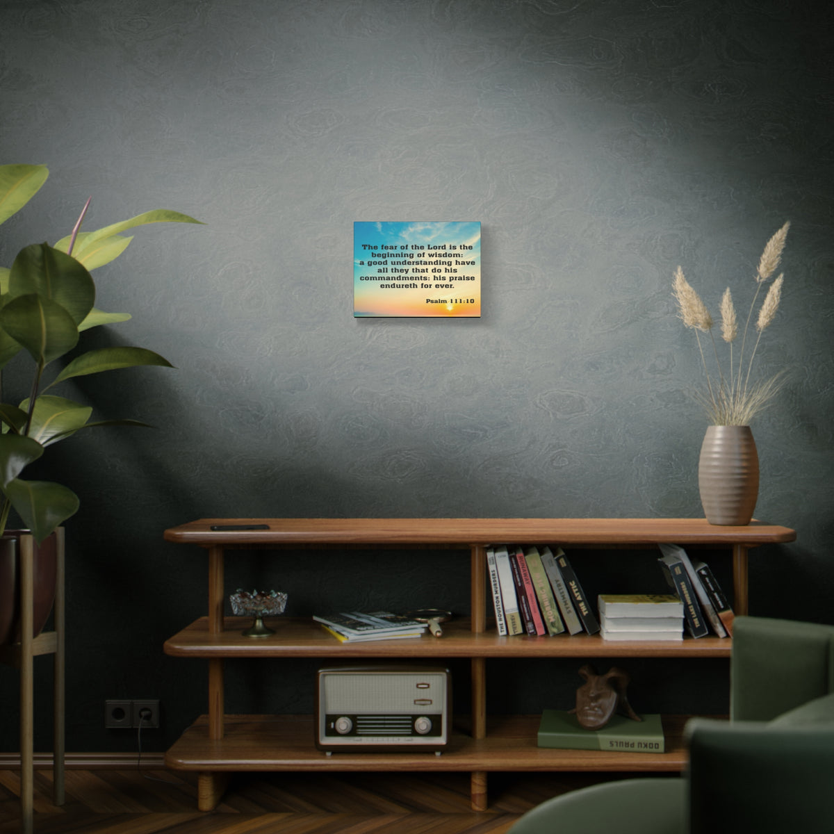 Bible Verse Canvas The Fear of The Lord is The Beginning of Wisdom Psalm 111:10 Christian Home Décor Wall Art Scripture Ready to Hang Faith Print