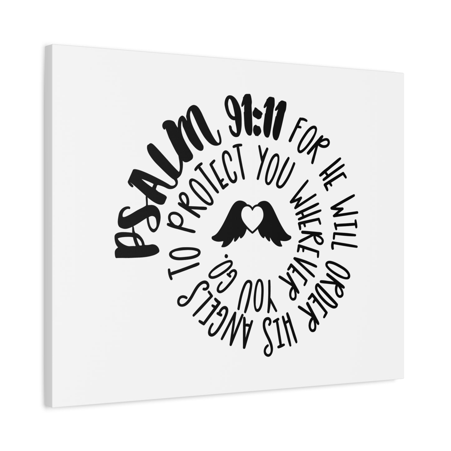 Scripture Canvas Protect You Psalm 91:11 Christian Wall Art Bible Verse Print Ready to Hang