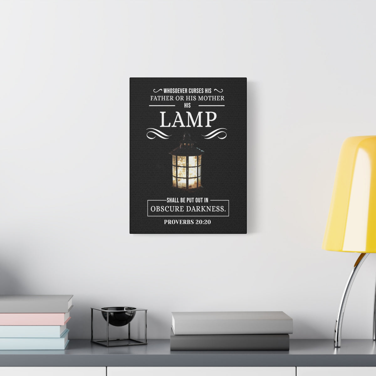 Scripture Canvas Lamp Proverbs 20:20 KJV Christian Wall Art Bible Verse Print Ready to Hang