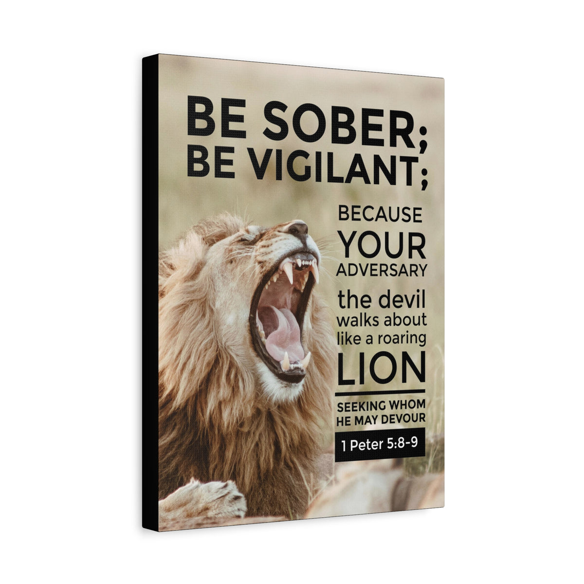 Scripture Canvas Be Sober Be Vigilant 1 Peter 5:8-9 Christian Wall Art Bible Verse Print Ready to Hang