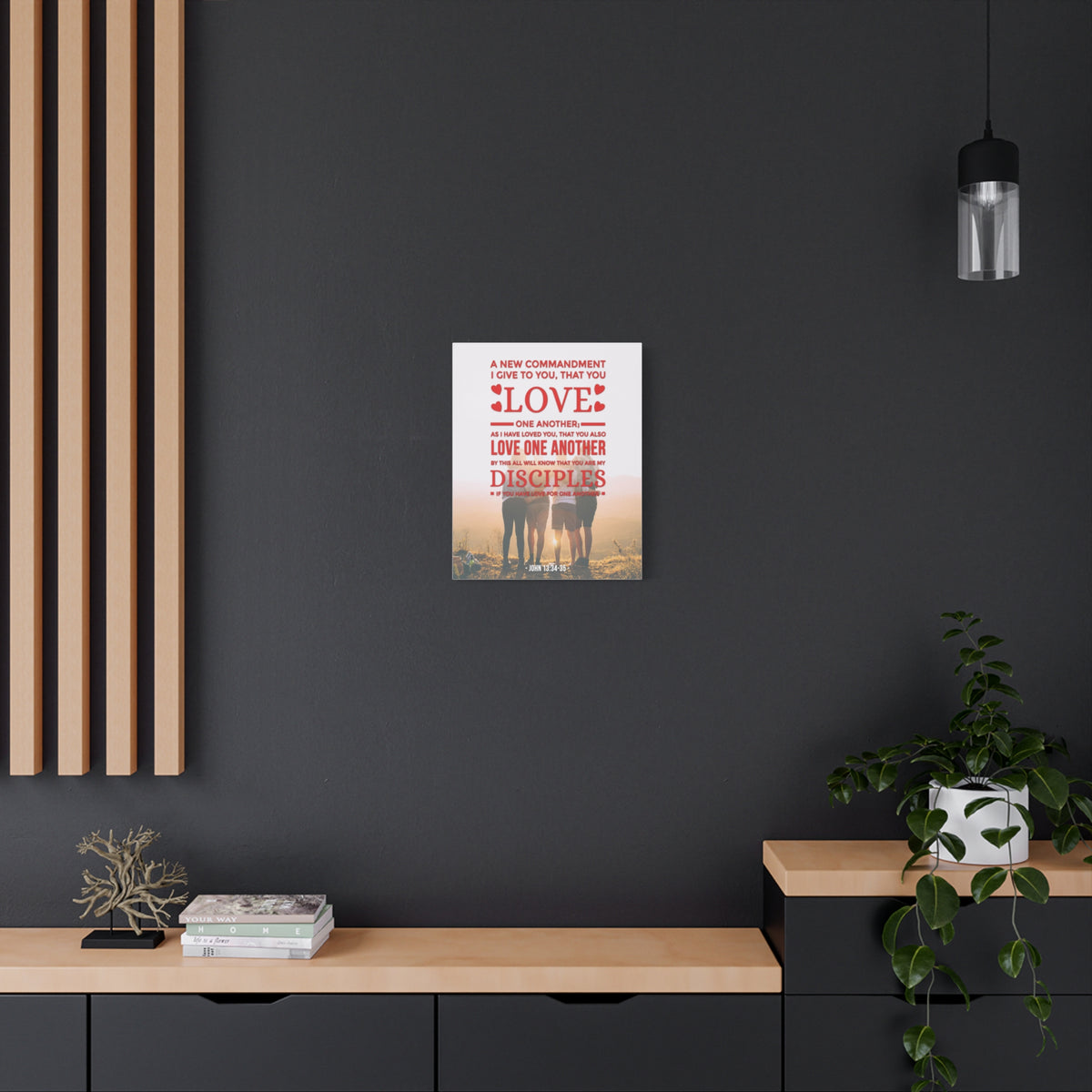 Scripture Canvas Love One Another John 13:34-35  Christian Wall Art Bible Verse Print Ready to Hang