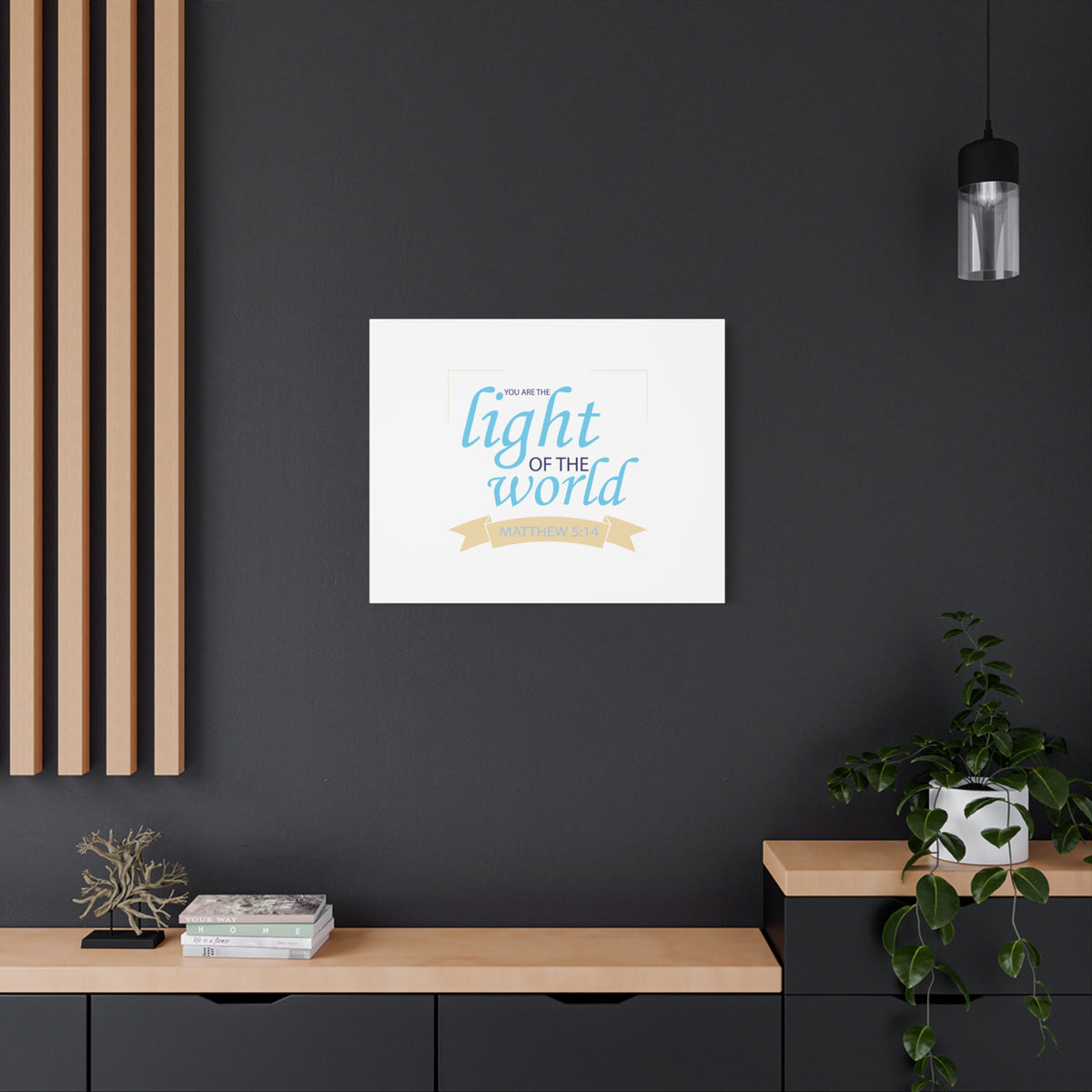 Scripture Canvas Light Of The World Matthew 5:14 Christian Wall Art Bible Verse Print Ready to Hang