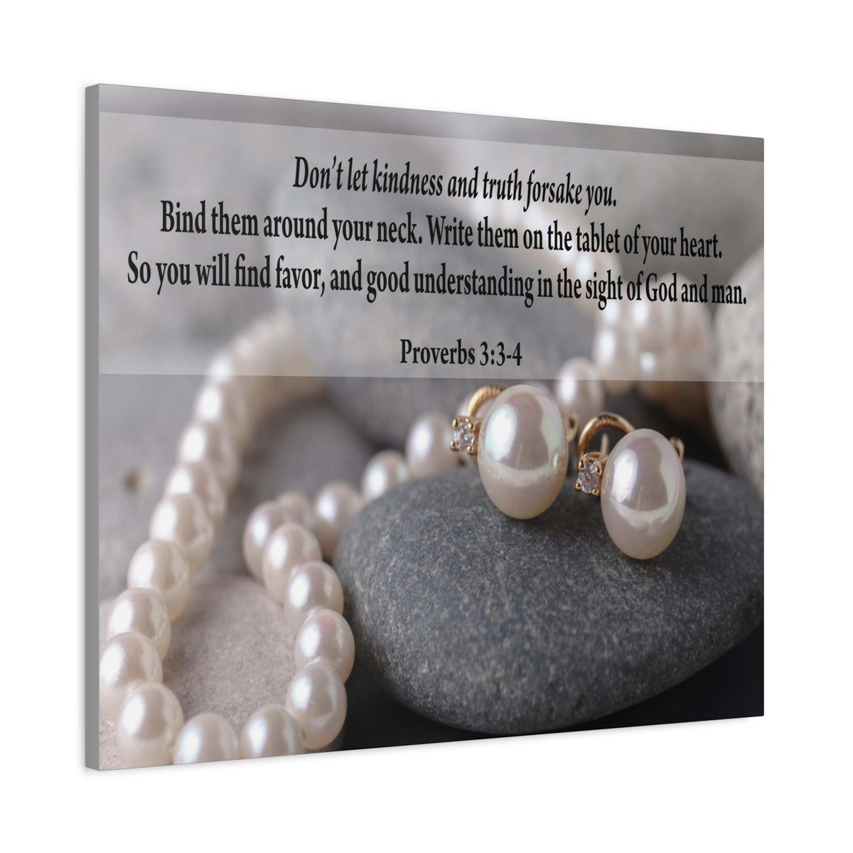 Scripture Canvas Kindness and Truth Proverbs 3:3-4 Christian Wall Art Bible Verse Print Ready to Hang